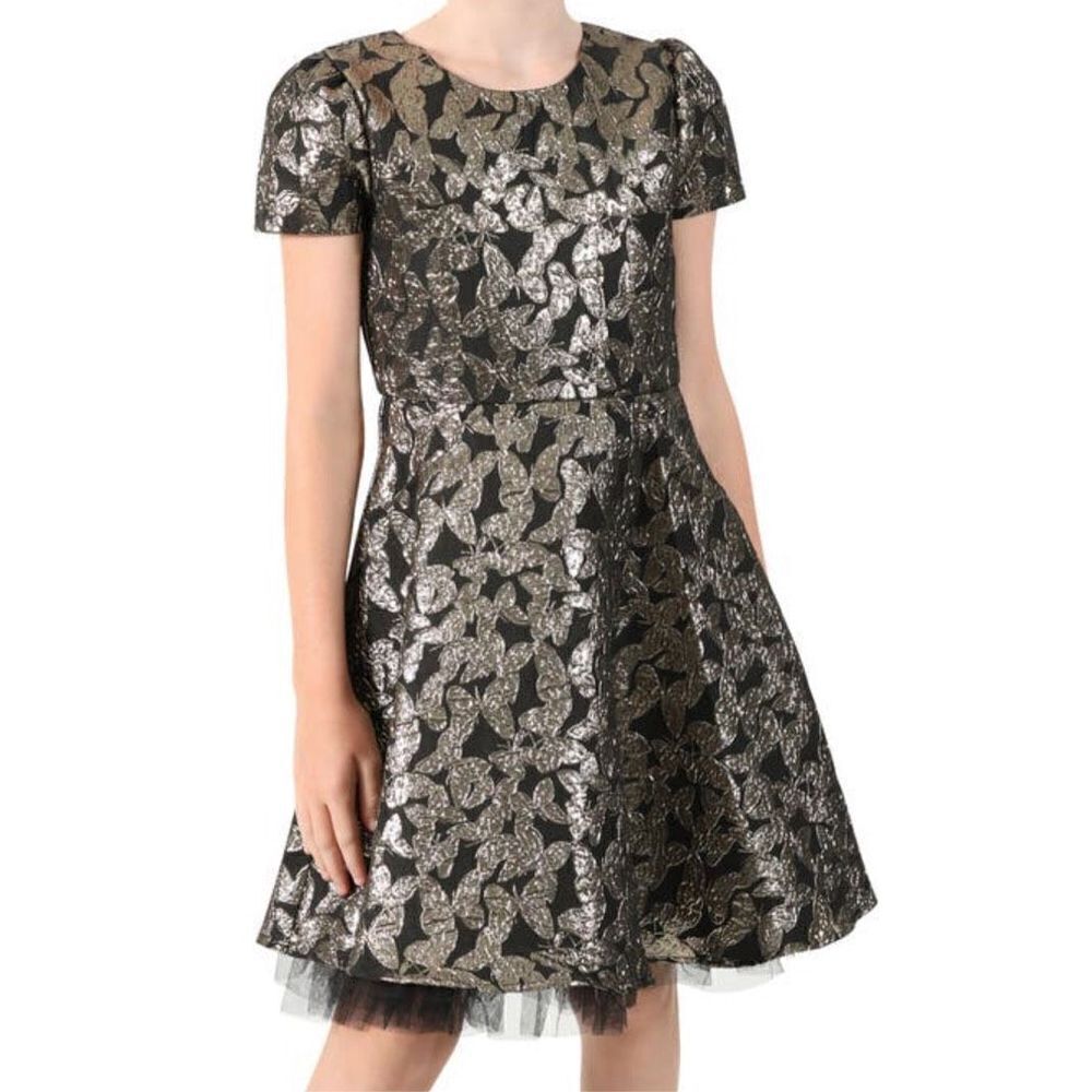 BLUSH BY US ANGELS Kids' Metallic Butterfly Brocade Party Dress size 14 NWOT